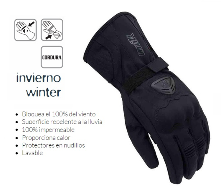 GUANTES MOTO UNIK Z17 INVIERNO CORDURA XS NEGRO